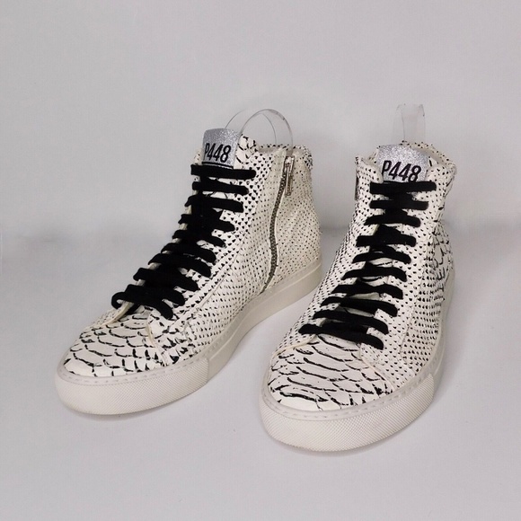 P448 Shoes - P448 Star Snake Print Embossed High Top Sneakers Italian Luxury Skater Surf ~ 40